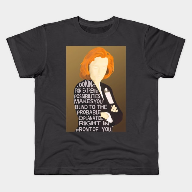 Dana Scully, Skeptic Kids T-Shirt by Skahfee